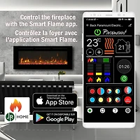 Foyer électrique Paramount Smart Premium, 60 po avec LED 3 couleurs