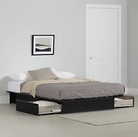 Lit plateforme avec tiroir Double / Queen, fini Noir solide, collection Step One de Meubles South Shore