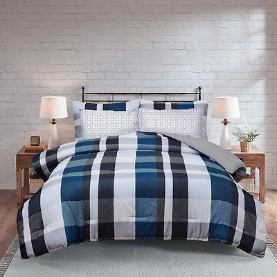 Safdie & Co. Solid Reversible Comforter Set 7PC - Camden Devon Queen