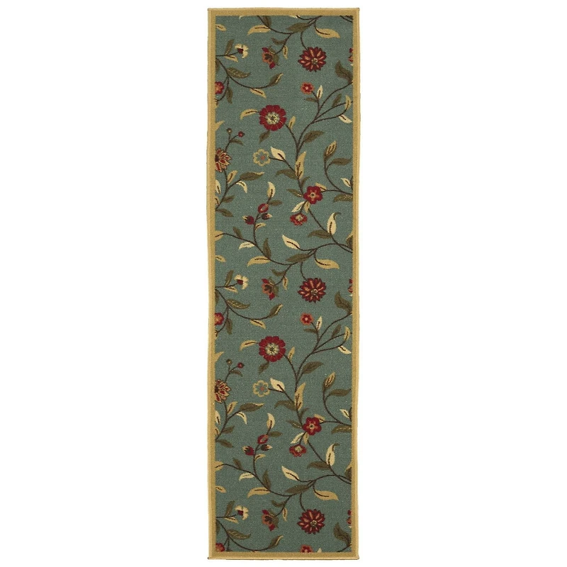 Tapis contemporain à motif de feuilles et à sous-couche en caoutchouc de la collection Ottohome