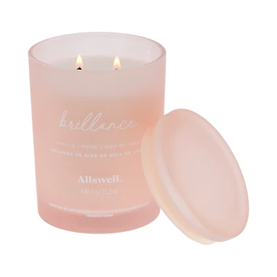 Bougie spa parfumée à la cire de noix de coco 15 oz Allswell, Brillance (Vanille + Poire + Noix de coco) Mélange de cire de noix de coco