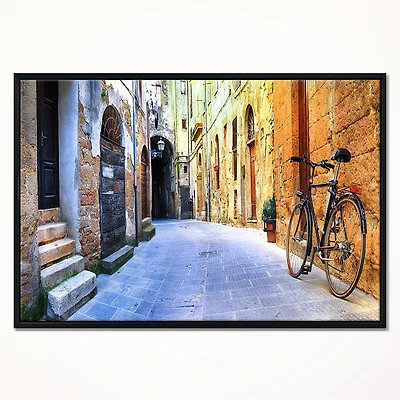 Design Art Pictorial Street of Old Italy Framed Canvas Art Print