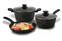 Oster Kingsway 5 Piece Aluminum Nonstick Cookware Set, Grey