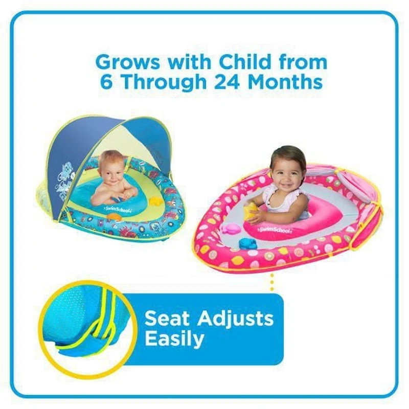 SwimSchool Grow-With-Me Babyboat avec auvent et 3 jouets - Sirène BabyBoat avec auvent et jouets