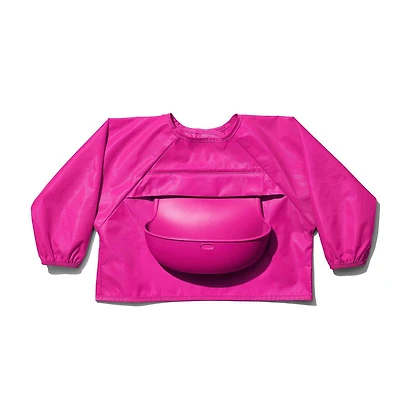 OXO Tot - Bavoir à manches roulées - Pour jouer ou les repas - Bébé et tout-petit à partir de 9 mois - Rose