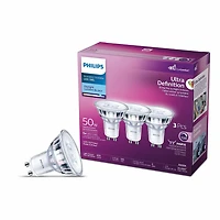 PHILIPS 4W (50W) GU10 Base Daylight Ultra Definition Dimmable LED Light Bulb - 3 Pack
