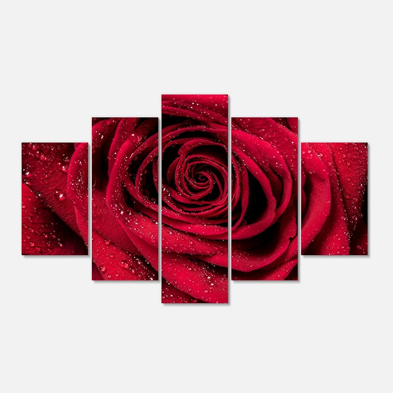Tableau imprimée sur toile Design Art Pédales de rose avec pluie