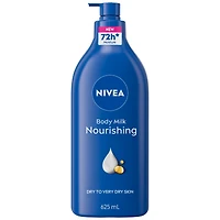 NIVEA Nourishing 72-Hr Hydrating Body Lotion, Body Milk with Hyaluronic Acid, 625 mL, 625 mL
