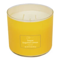 Bougie parfumée Mainstays à 3 mèches, enveloppée texturée Citron sucré, 14 oz MAINSTAYS PL CITRON SUCRÉ