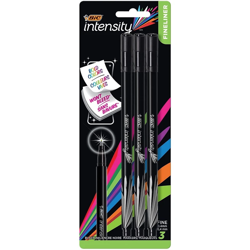 Stylo marqueur à pointe fine BIC Intensity, pointe fine (0,4 mm), noir, l’écriture d’un stylo, l’épaisseur d’un marqueur