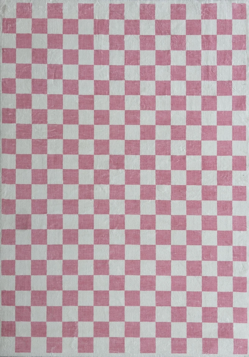 Tapis de surface Géométrique Rug Branch Metro Checkered Blush 8' x 11' (Taille exacte: 7'7" 10'10") Rose Contemporain - Living Room, Bedroom, Dining and Kitchen