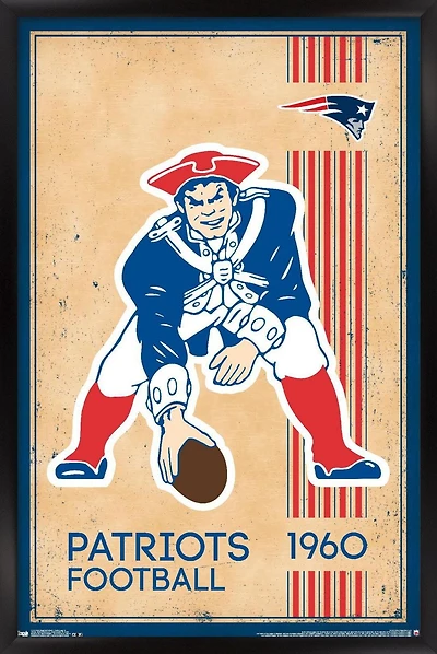 NFL New England Patriots - Retro Logo 14 Wall Poster, 14.725" x 22.375" Framed