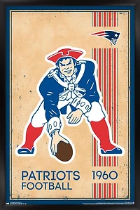 NFL New England Patriots - Retro Logo 14 Wall Poster, 14.725" x 22.375" Framed