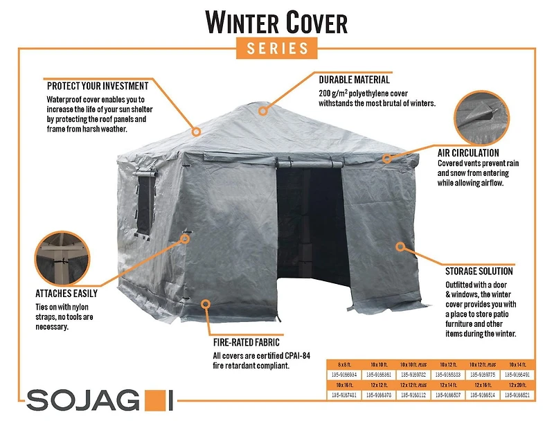 Sojag, toile d'hiver pour abri soleil