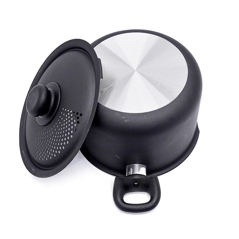 Starbasix Casserole Antiadhésive 5,7L (6Qt) avec Couvercle Égouttoir Perforé, en Aluminium pour Pâtes, Soupes et Cuisson Quotidienne, Va au Four et au Lave-Vaisselle Revêtement antiadhésif