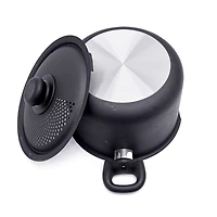 Starbasix Casserole Antiadhésive 5,7L (6Qt) avec Couvercle Égouttoir Perforé, en Aluminium pour Pâtes, Soupes et Cuisson Quotidienne, Va au Four et au Lave-Vaisselle Revêtement antiadhésif