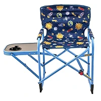Ozark Trail Kids Director Chair with Side Table, 125lb Weight Capacity, Blue, Table For Food or Snacks with Cup Holder., Kids Director Chair