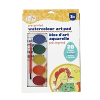 TINY HANDS Pre-printed Watercolour Art Pad Kit, 20 Designs, Age 3+, Kids, Painting