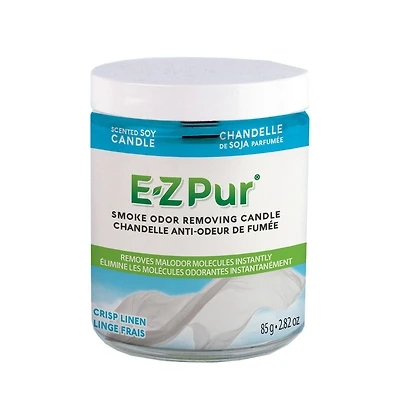 E-Z Pur Smoke Odour Eliminating Candle,1-Wick Soy Wax, Crisp Linen, 85 G
