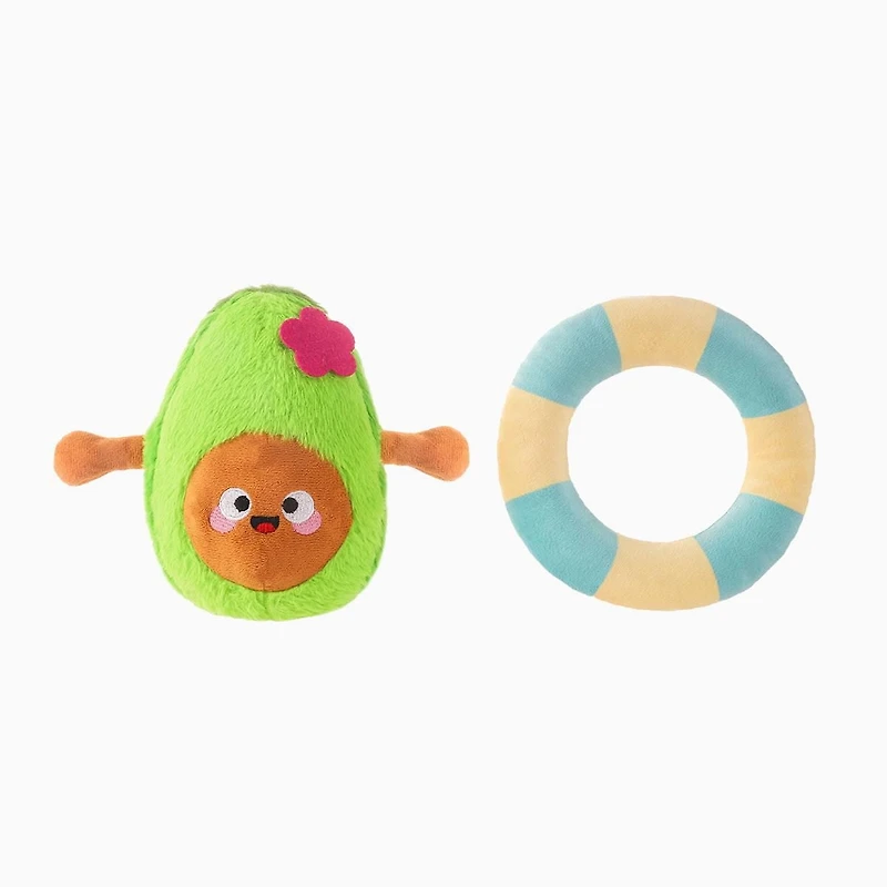 Peluche Hugsmart Beach Daze Summer Avocado pour chien – Peluche et couinante, pour petits et moyens chiens
