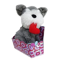 WAY TO CELEBRATE la peluche chien gris dans une boîte cadeau, 10,5 pouces