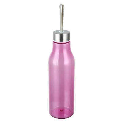 Mainstays 20oz Plastic Water Bottle with Stainless Steel Screw on Lid Purple