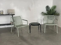 Summer stripe line one-seater chair with arm, Green Jade