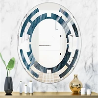Designart 'Splash Blue Indigo' Modern Oval Wall Mirror - Space 24x36