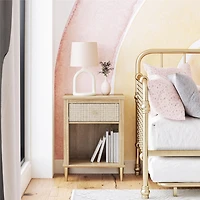 Little Seeds Shiloh Nightstand with Drawer and Lower Shelf, Natural and Rattan