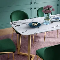 Heavenly Collection White Marble Table Dining Table