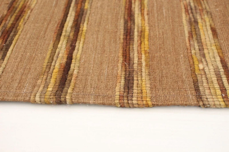 ECARPETGALLERY 3'11" x 5'11" Stripes Collage Handmade Area Rug for Living Room, Dining Room and Bedroom in Brown