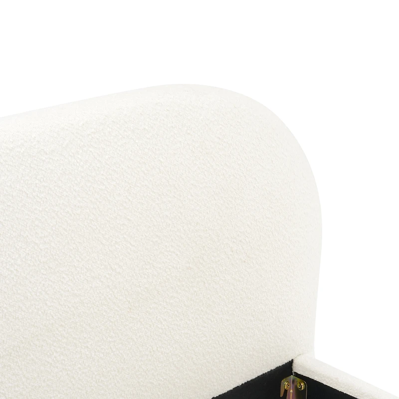 Noble House Lit rembourré Style Queen Cream, tête de lit en tissu texturé courbé avec cadre solide, blanc crémeux
