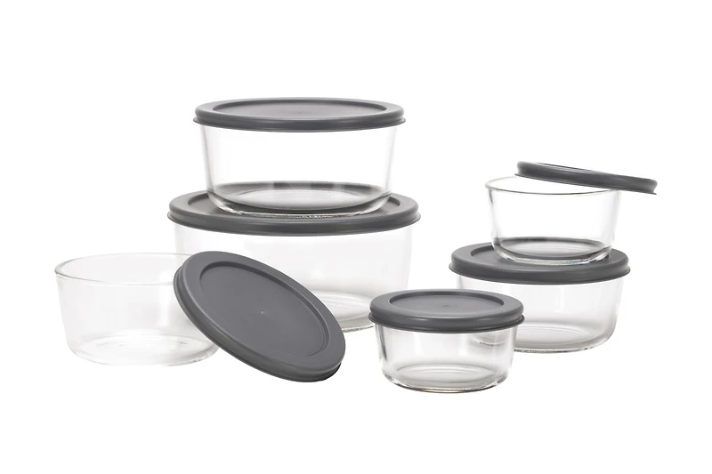 MAINSTAYS Round glass food storage set with PE Lid, Volume: 1/2/4/7cup