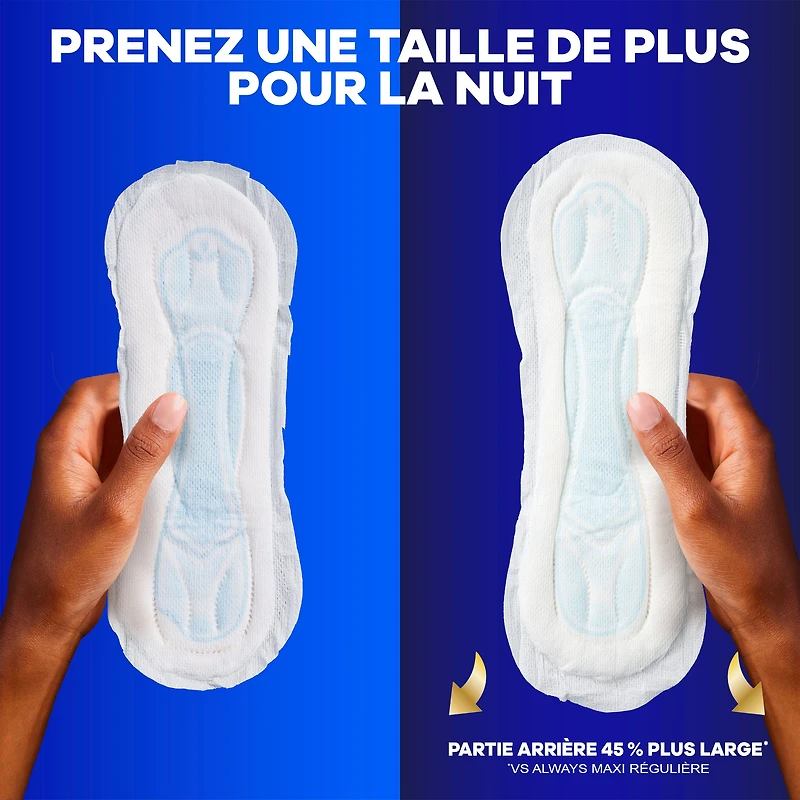 Always Maxi Overnight Pads without Wings for Women, Size 4, Overnight Absorbency, Unscented, 28 Count