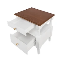 Noble House Modern Nightstand with Drawers, Wooden Bedside Table with Non-Slip Feet,White