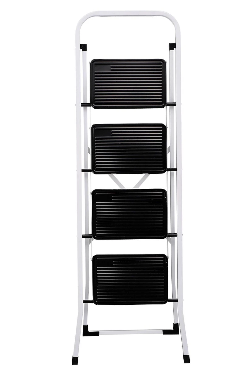 Homeworks 4-Step Steel Folding Ladder with Wide Steps and Hand Grip