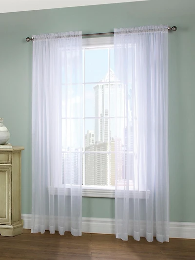 Loft Living Vizby, paire de panneaux de rideaux style européen transparent à passe à tringle 56" x 95", blanc