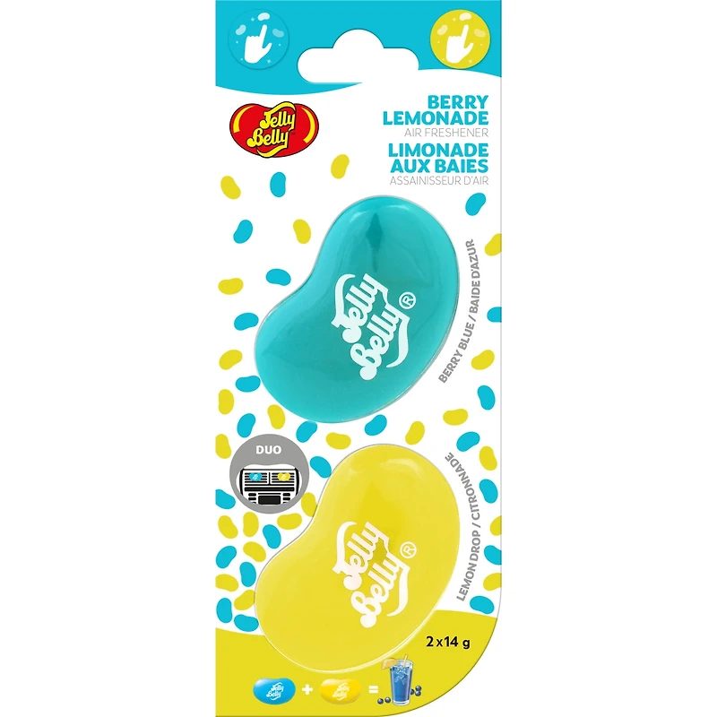 Jelly Belly Duo Car Air Freshener Vent Clips, Berry Lemonade Scent, 2 Pack, ENERGIZER JB DUO BERRYLEMN 2PK