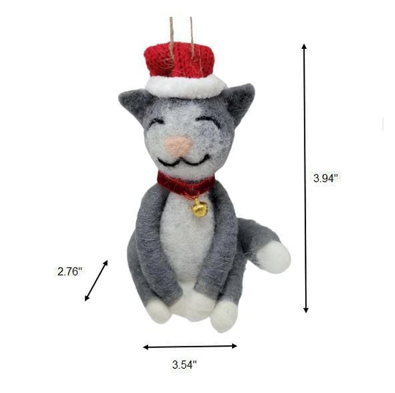 HOLIDAY TIME WOOL POLYESTER GRAY CAT - GRAY & WHITE