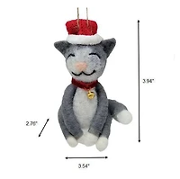HOLIDAY TIME WOOL POLYESTER GRAY CAT - GRAY & WHITE