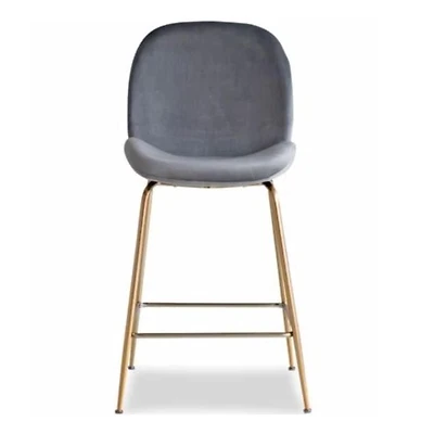 Tabouret avec pieds en métal doré – Tabouret élégant et stylé, parfait pour les bars ou les tables hautes, doté d'un siège rembourré rose confortable et de pieds dorés élégants pour une touche moderne