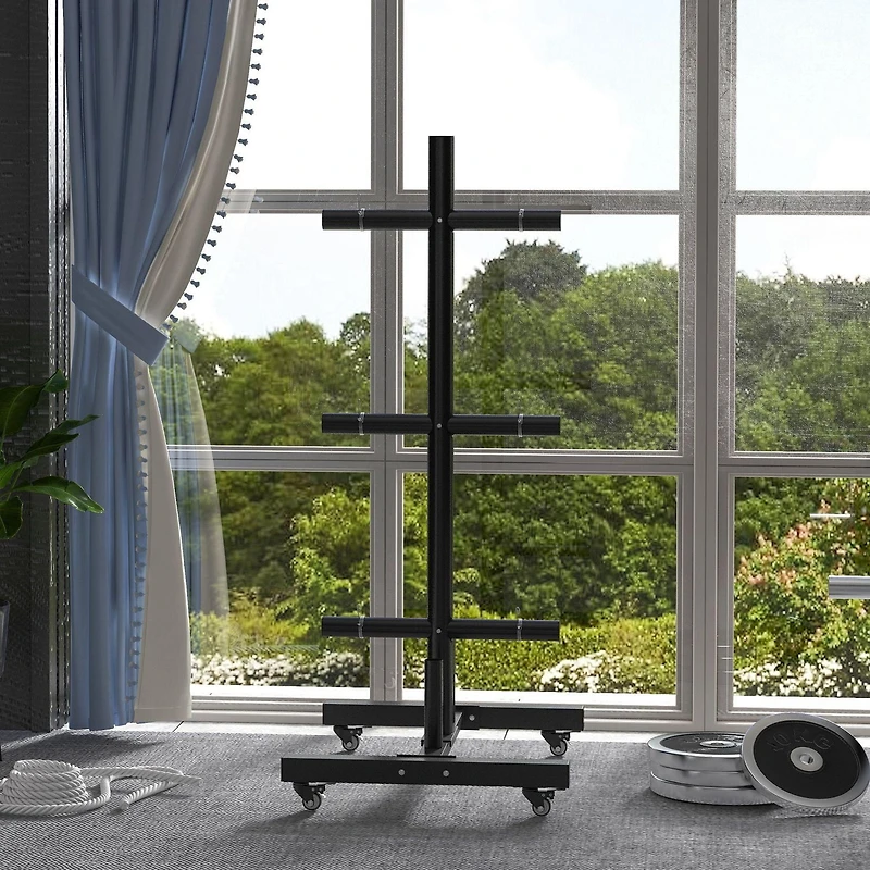 Soozier Support de plaques olympiques avec 4 roues, pour plaques et barres de 2"