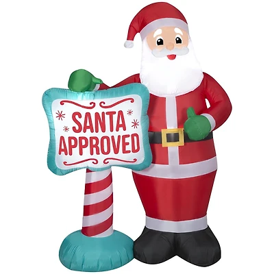 Christmas Inflatable Santa with "SANTA APPROVED"  Sign
