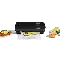 FoodSaver Compact Vacuum Sealer, Space-Saving Food Preservation System, Includes 2 Quart-Size Bags (946 mL)