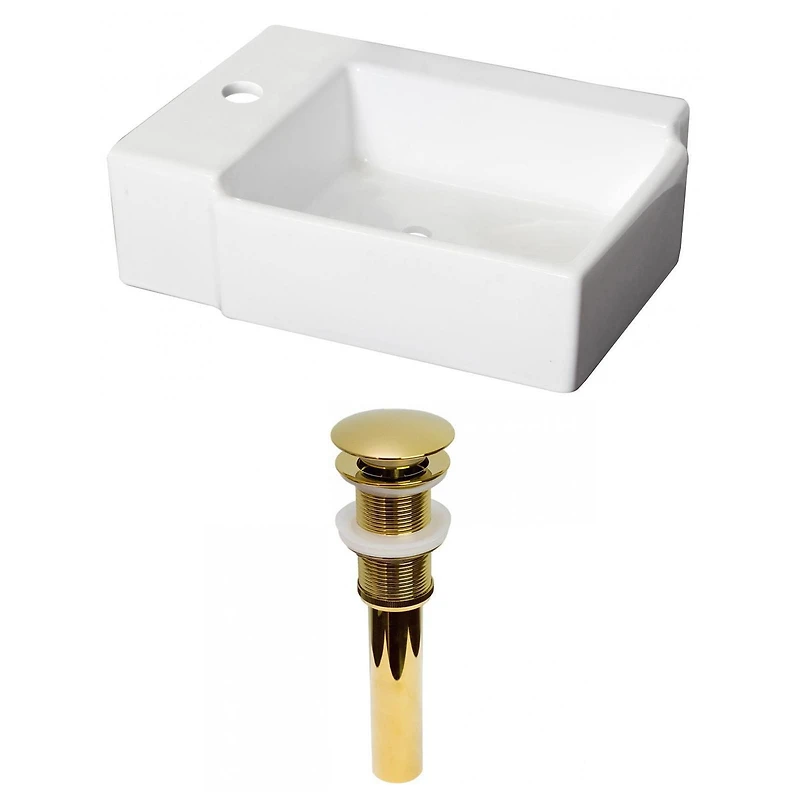 American Imaginations AI-31188 16,25 pouces W au-dessus du navire blanc de compteur pour le forage gauche de 1 trou