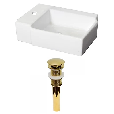 American Imaginations AI-31188 16,25 pouces W au-dessus du navire blanc de compteur pour le forage gauche de 1 trou