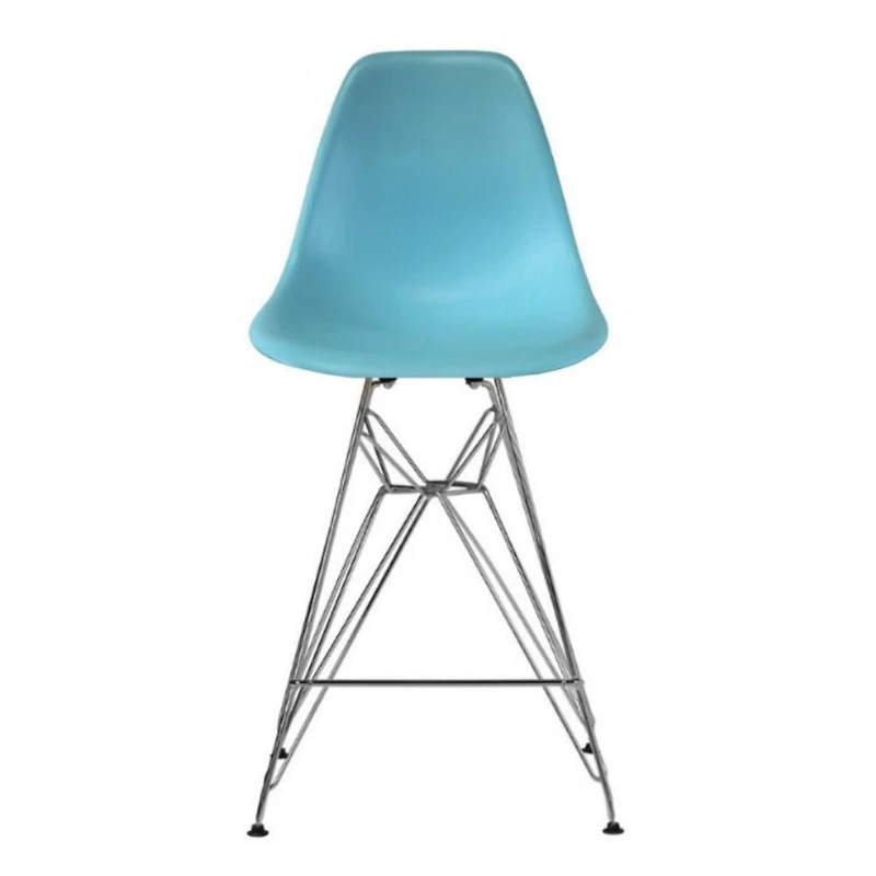 Tabouret Eames style Eiffel en chrome 27" en Bleu Clair