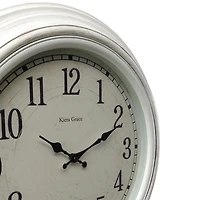 Horloge murale ronde Emerson de kieragrace de 50,8 cm (20 po), blanc d'aspect vieilli