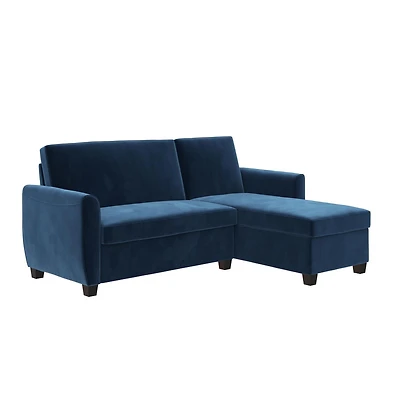 Noah Sectional Sofa Bed with Storage, Twin, Green Velvet