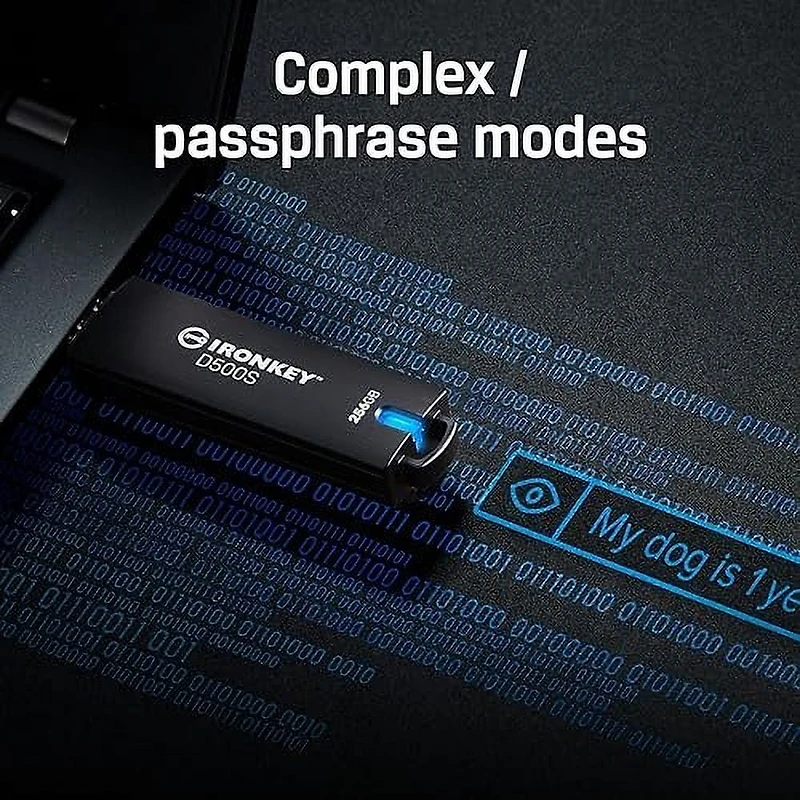 Kingston Ironkey D500S Clé USB cryptée 32 Go | Double partition cachée | FIPS 140-3 niveau 3 | XTS-AES 256 bits | Protection BadUSB et Brute Force | Option multi-broches | IKD500S/32 Go